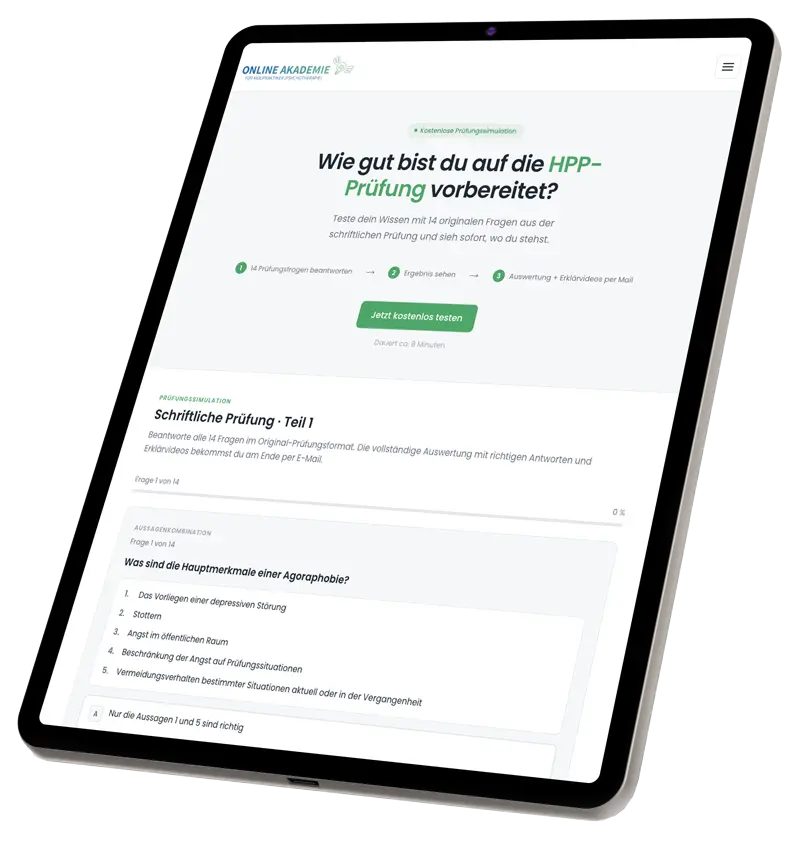 HPP-Quiz Quiz zur Vorbereitung auf die Heilpraktiker-Prüfung Psychotherapie